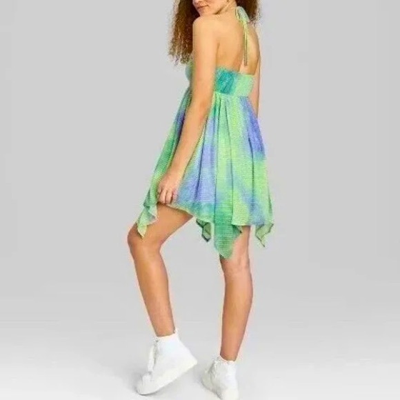 Green and lavender Wild Fable asymmetrical sundress - Picture 3 of 4